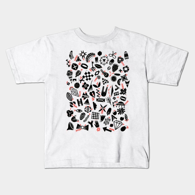 Black and White pattern Kids T-Shirt by Golden Section